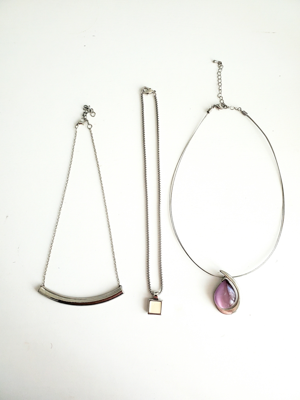 Silver-Tone Necklaces with  Pendant - Set